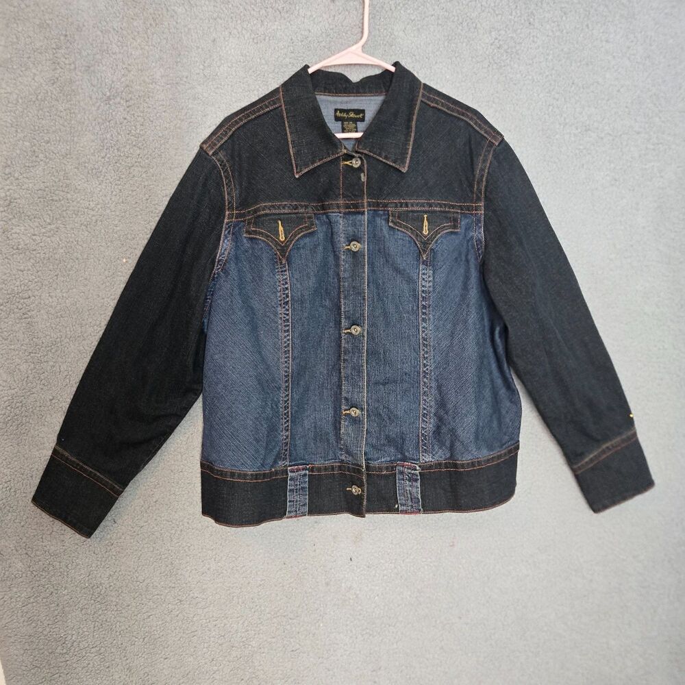 Ashley Stewart Western Jacket Womens Size 20 Blue Colorblock Stretch Unlined